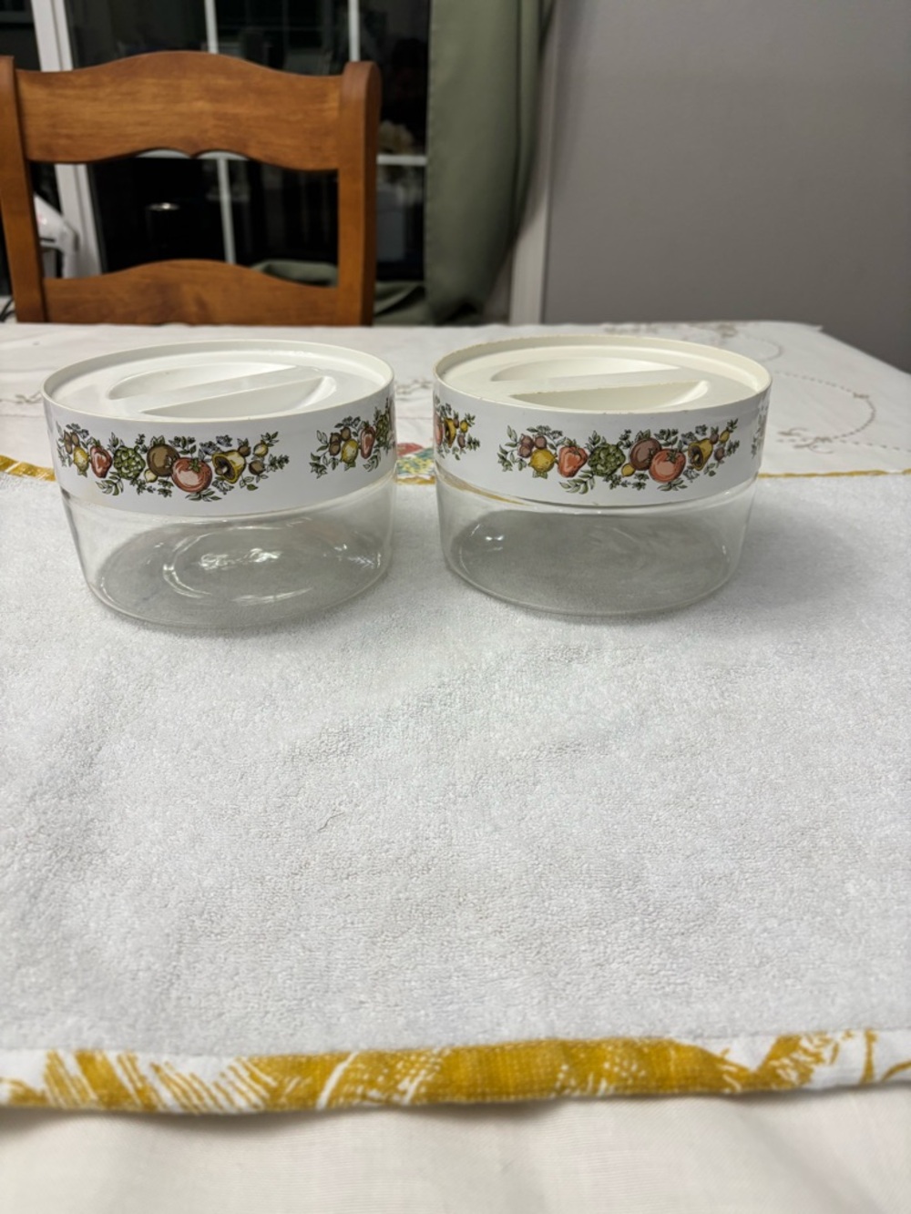 Set of 2 Vintage Pyrex Spice of Life Store 'N See Glass Canisters cottagecore